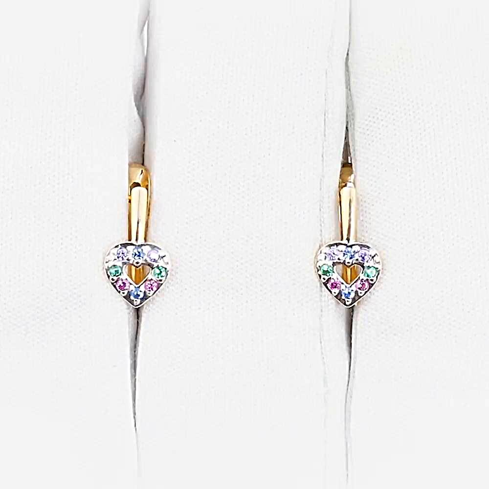 Серьги детские с фианитами из красного золота 375 пробы 1