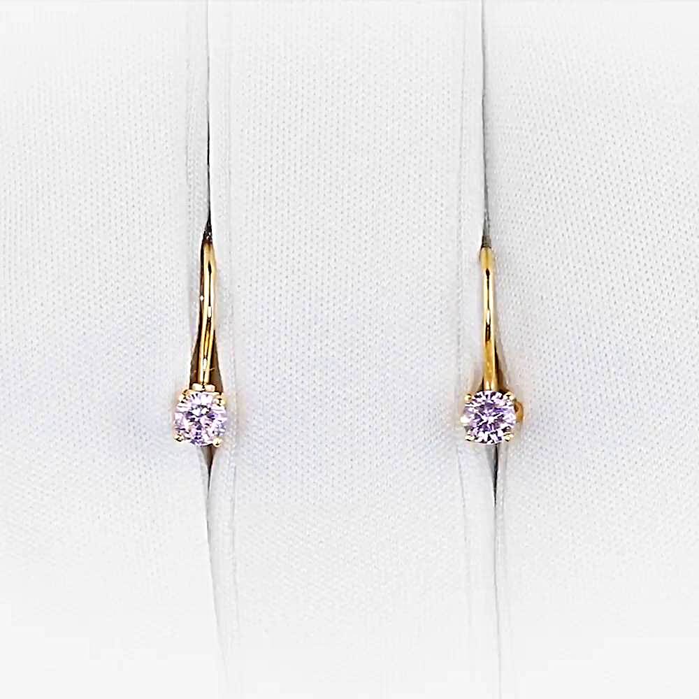 Серьги детские с фианитами из красного золота 585 пробы 1