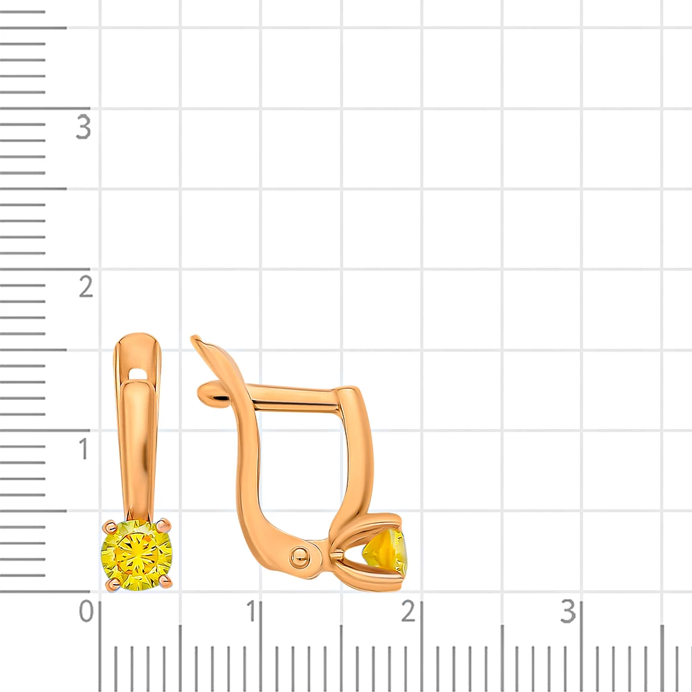 Серьги детские с фианитами из красного золота 375 пробы 2