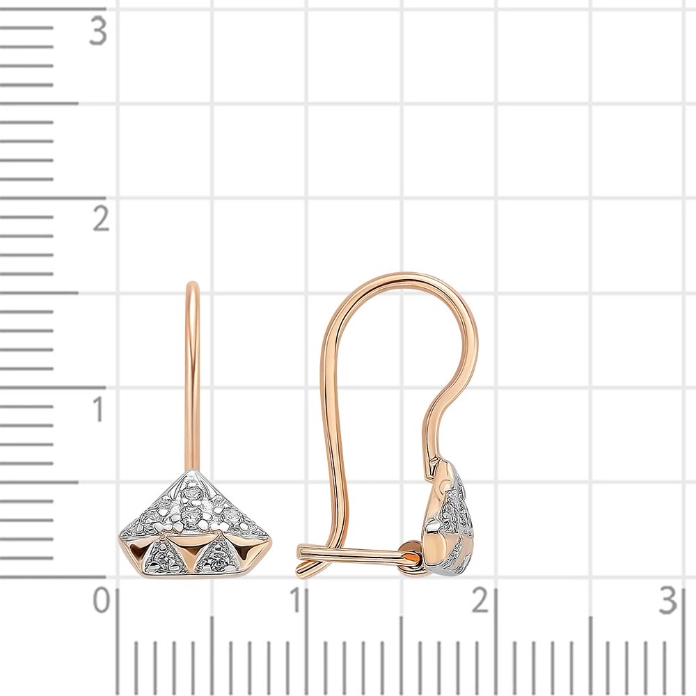 Серьги детские с фианитами из красного золота 585 пробы 2