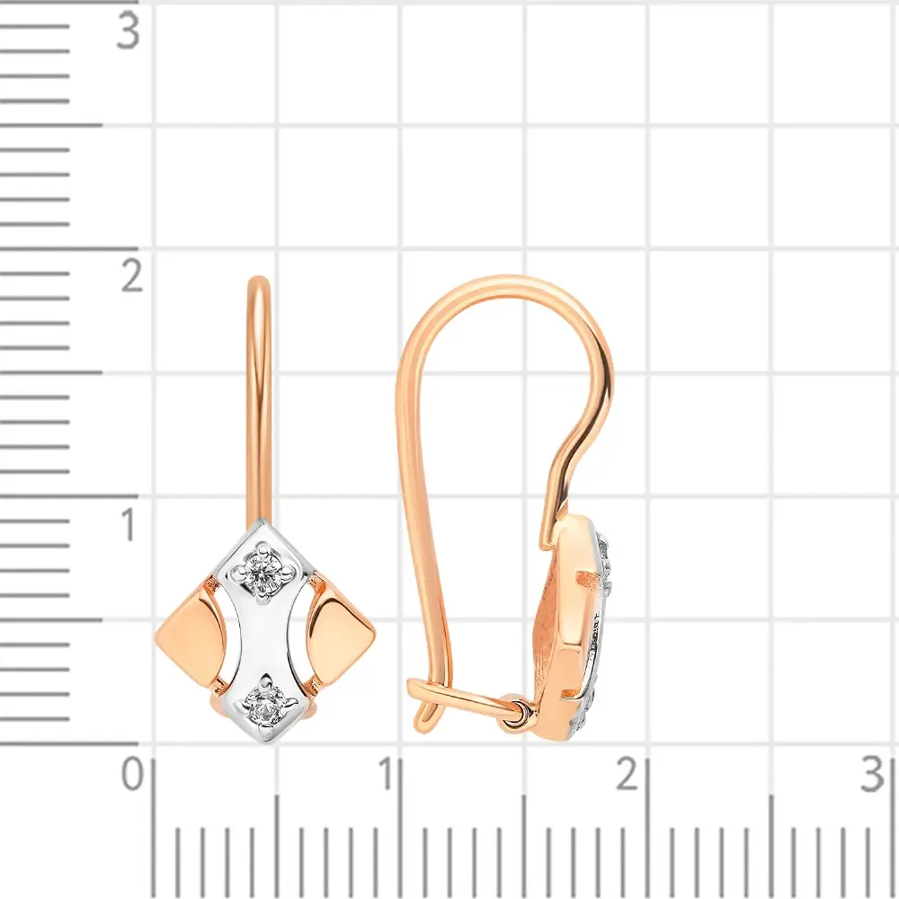 Серьги детские с фианитами из красного золота 375 пробы 2