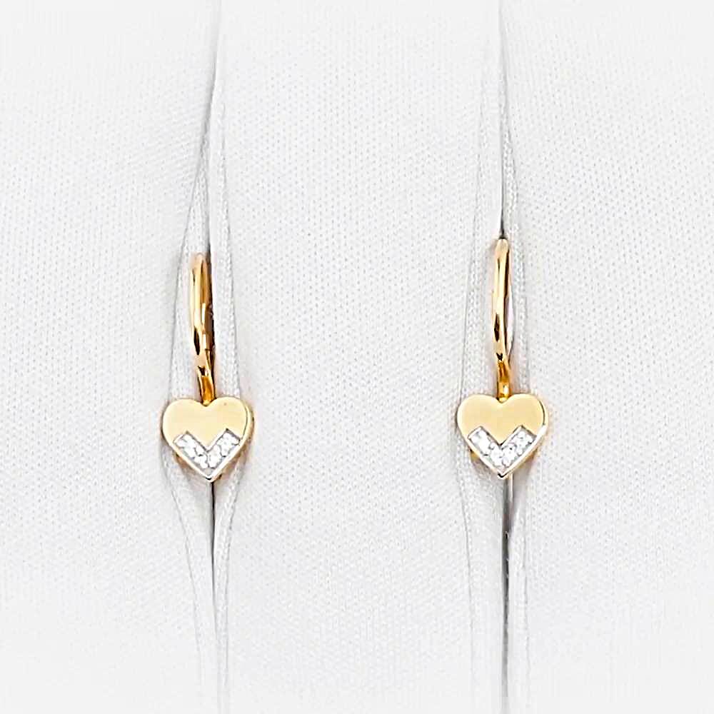 Серьги детские с фианитами из красного золота 585 пробы 1