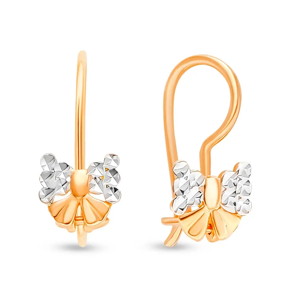 Серьги детские из красного золота 585 пробы