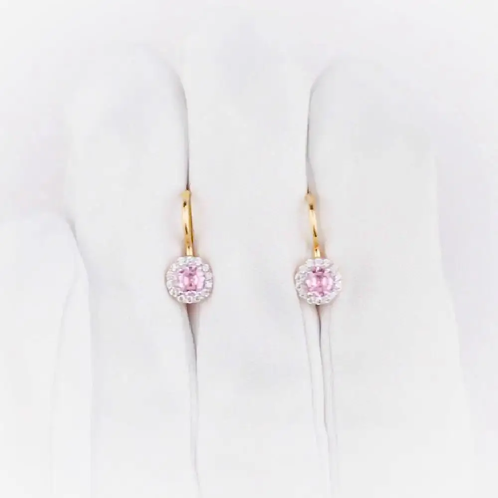 Серьги детские с фианитами из красного золота 585 пробы 2