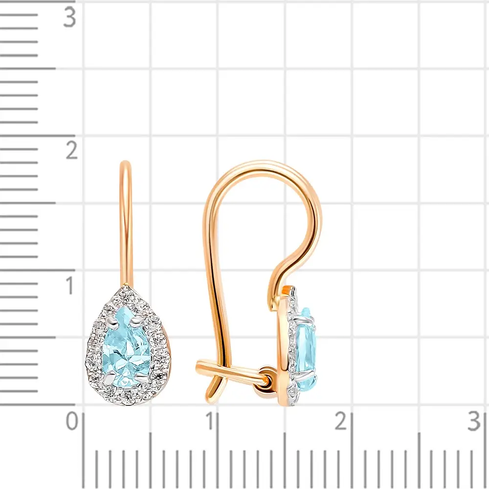 Серьги детские с фианитами из красного золота 585 пробы 3