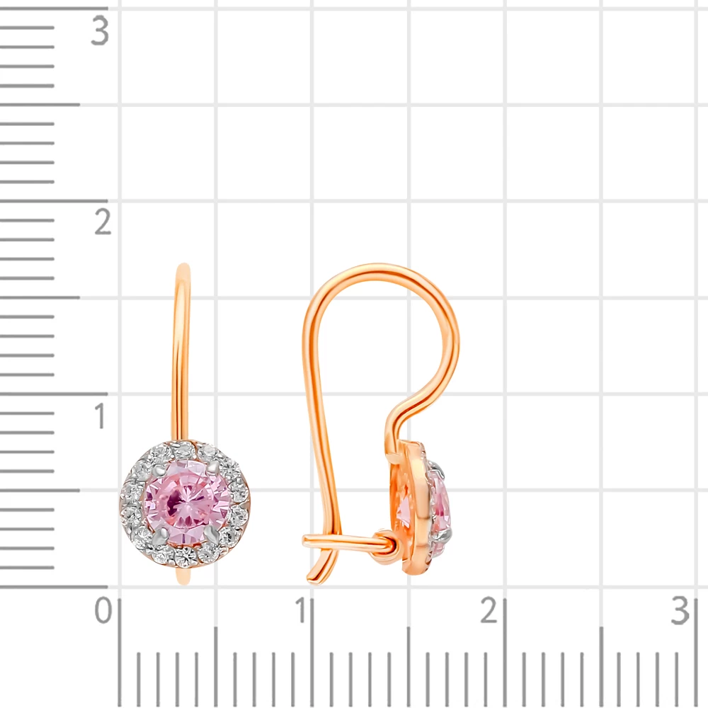 Серьги детские с фианитами из красного золота 375 пробы 2