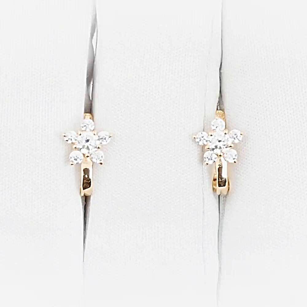 Серьги детские с фианитами из красного золота 375 пробы 1