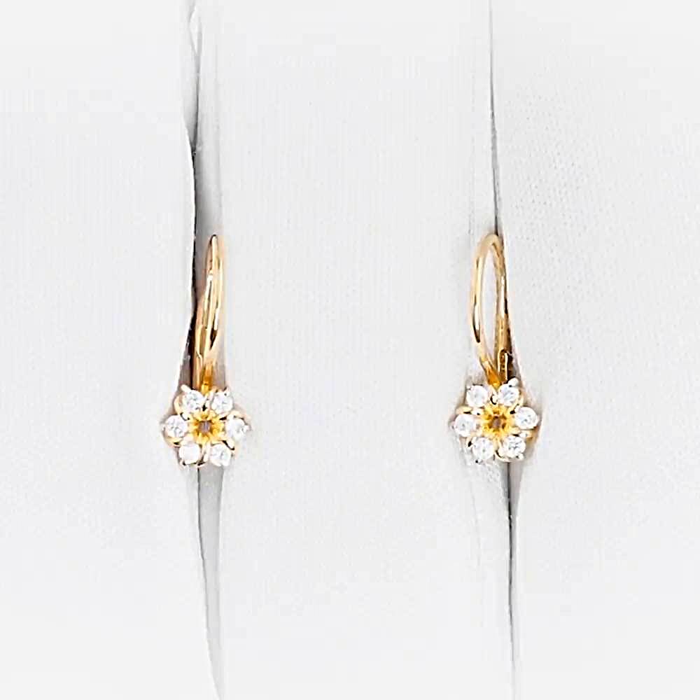 Серьги детские с фианитами из красного золота 375 пробы 1