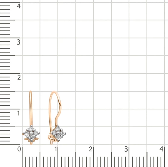 Серьги детские с фианитами из красного золота 375 пробы 3