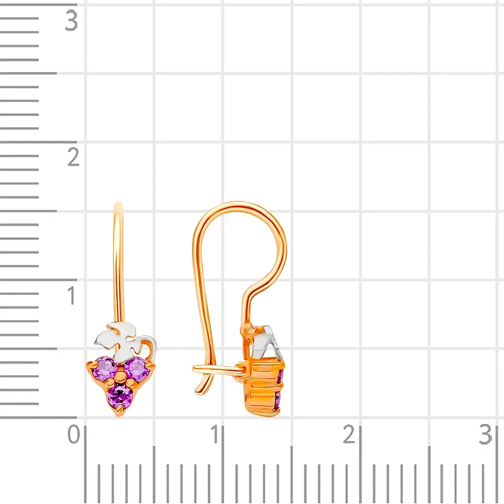 Серьги детские с фианитами из красного золота 375 пробы 2