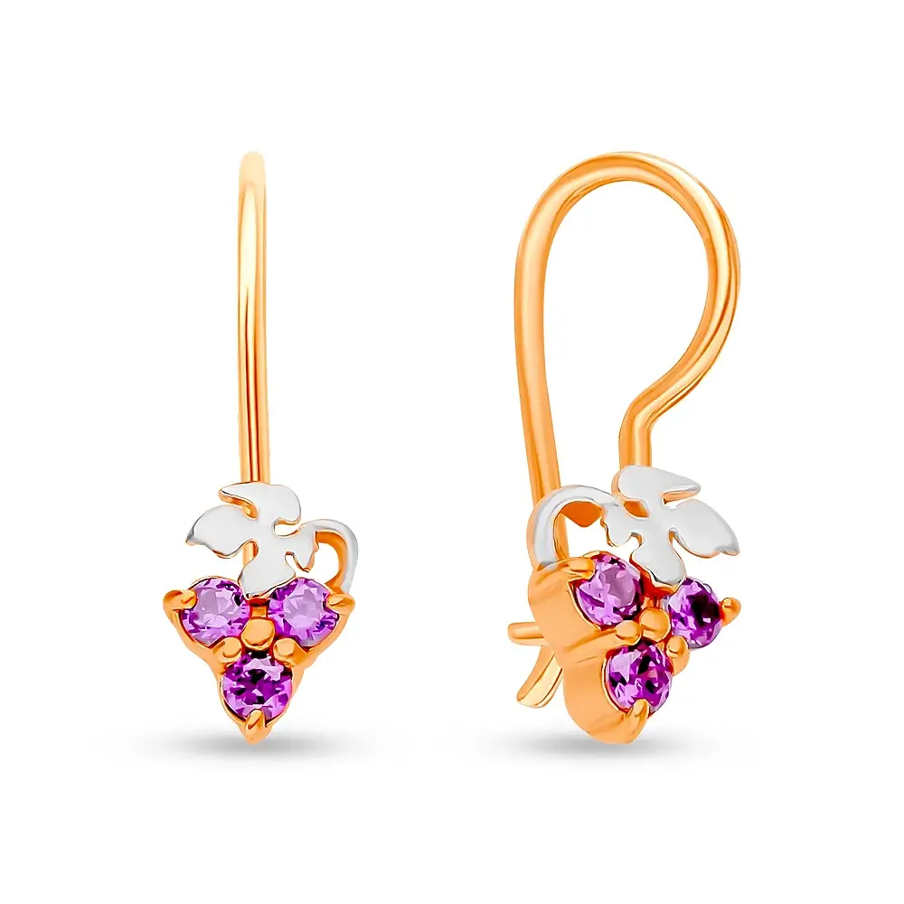 Серьги детские с фианитами из красного золота 375 пробы 1