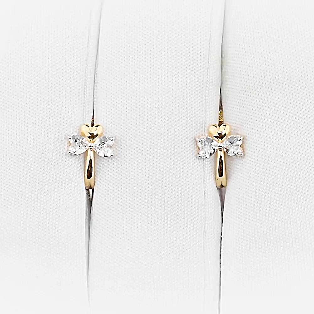 Серьги детские с фианитами из красного золота 585 пробы 1