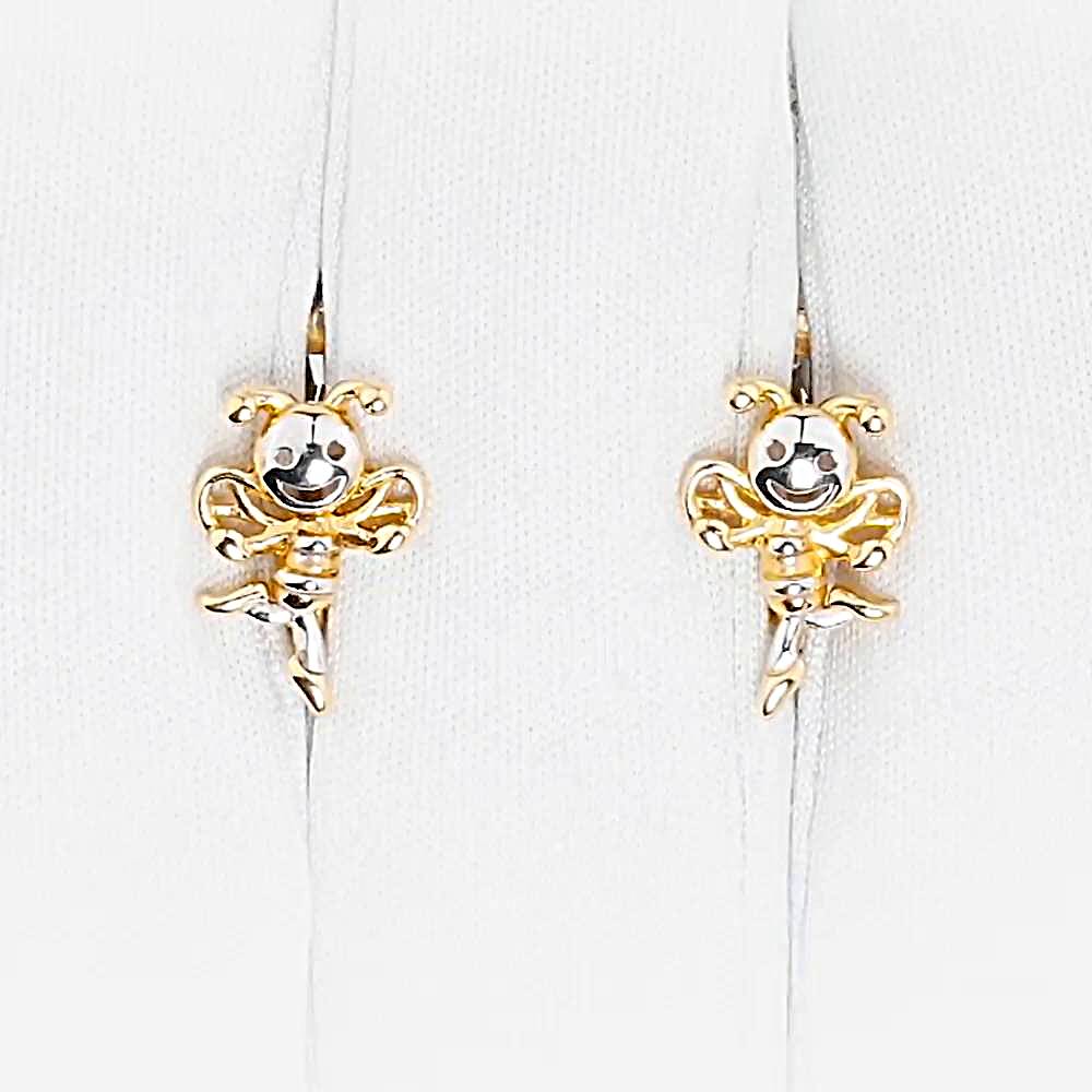 Серьги  Пчелка детские из красного золота 585 пробы 1