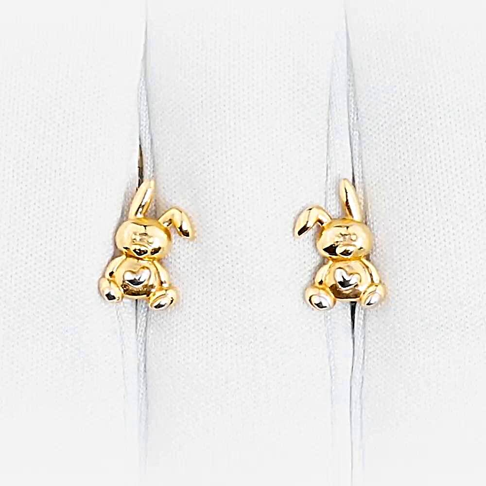 Серьги  Заяц детские из красного золота 585 пробы 1