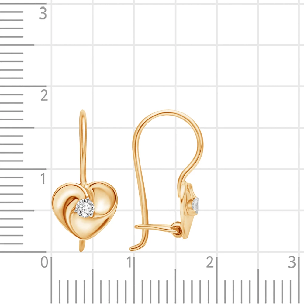 Серьги детские с фианитами из красного золота 375 пробы 3