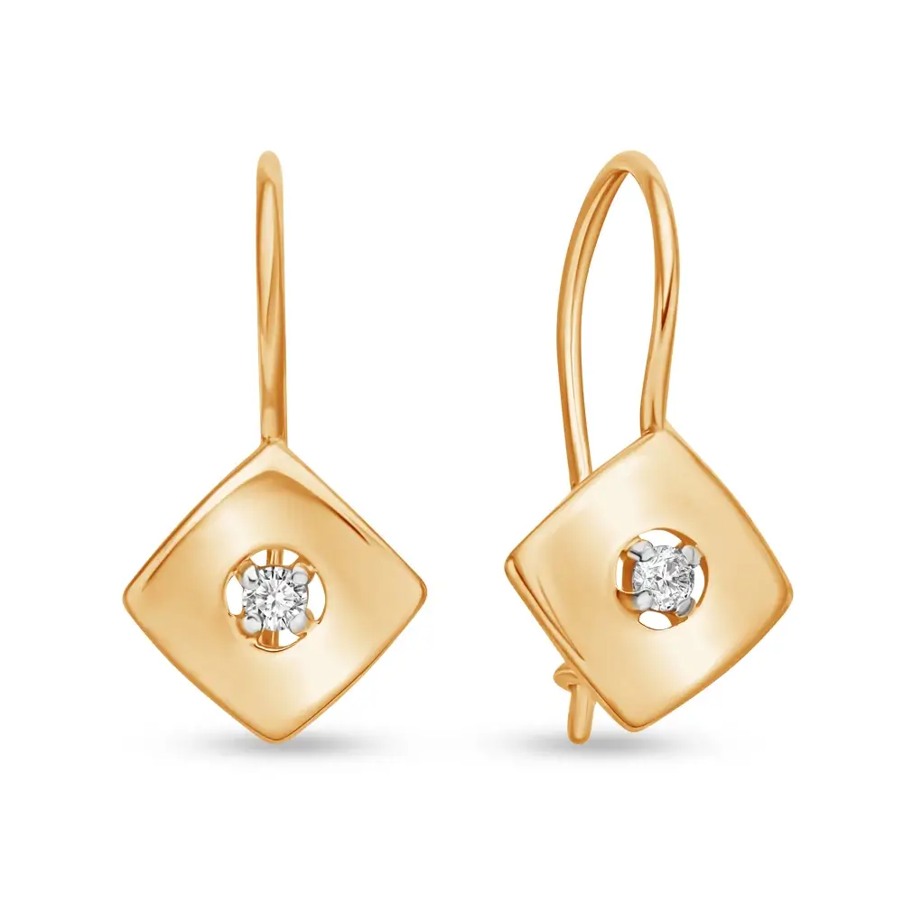 Серьги детские с фианитами из красного золота 375 пробы 1