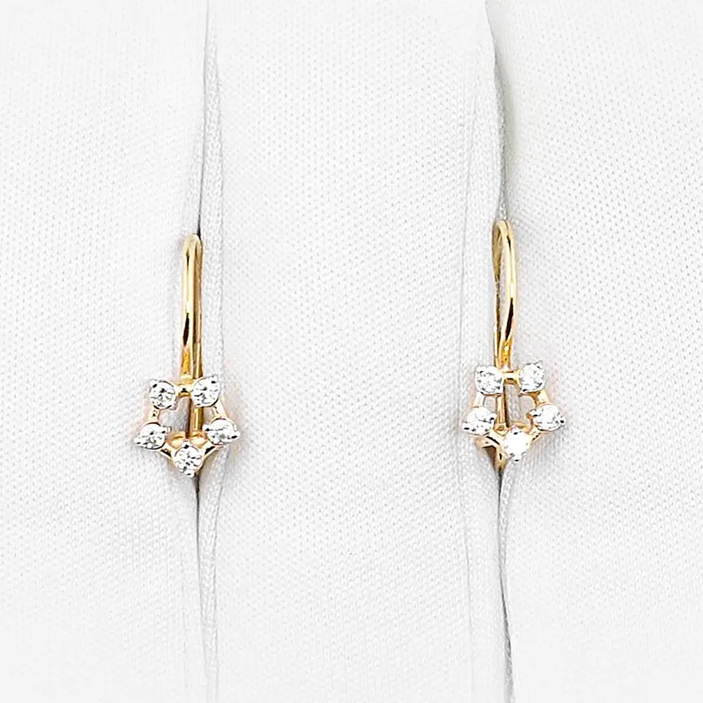 Серьги детские с фианитами из красного золота 375 пробы 2