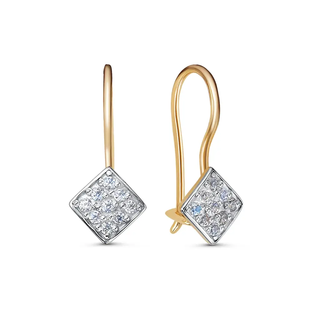 Серьги детские с фианитами из красного золота 375 пробы 1