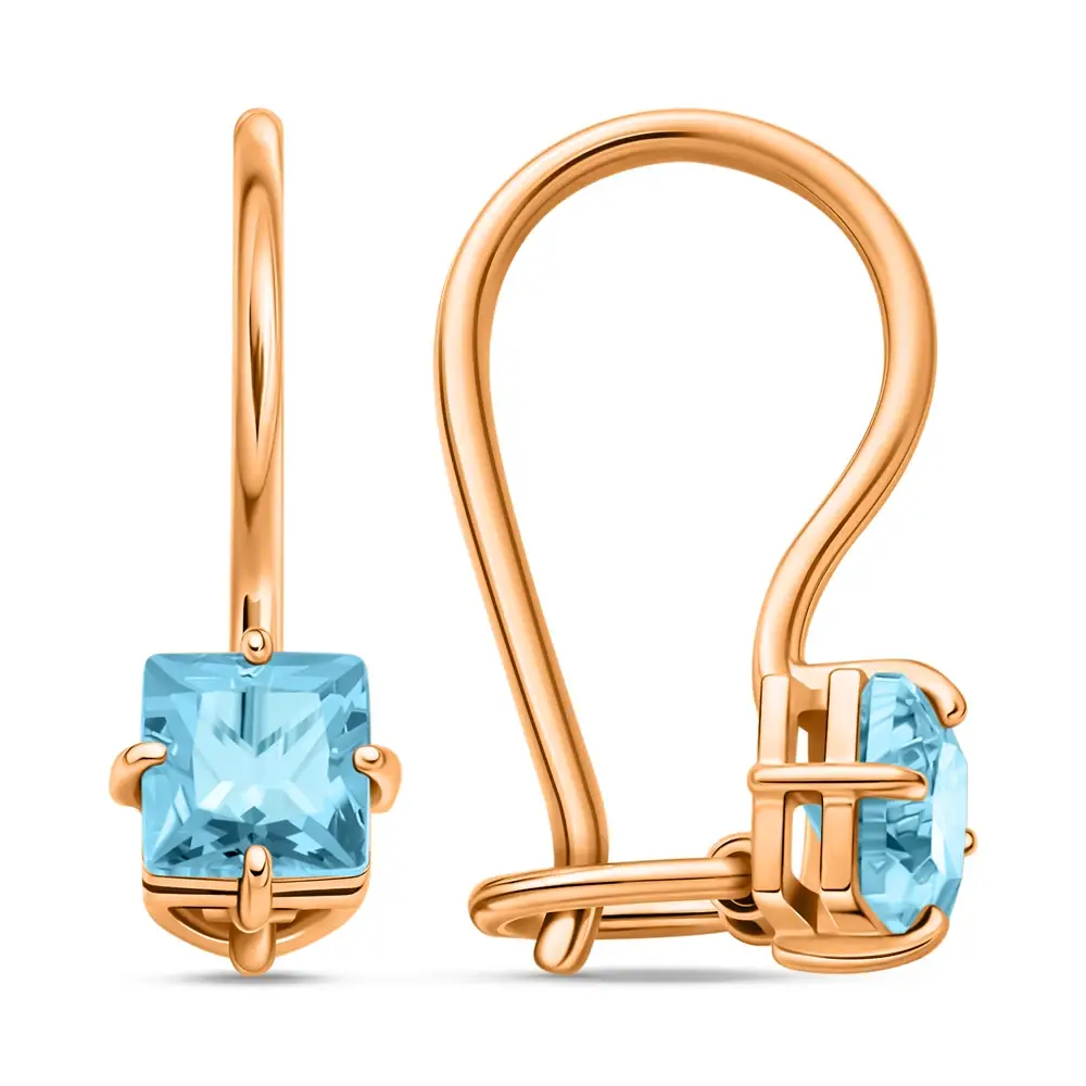 Серьги детские с фианитами из красного золота 375 пробы 3