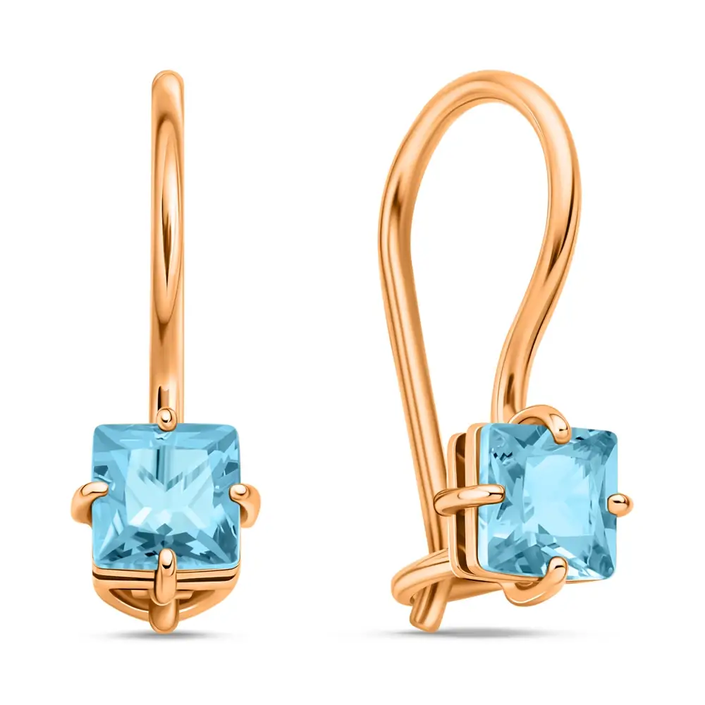 Серьги детские с фианитами из красного золота 375 пробы 1