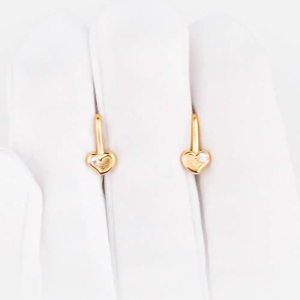 Серьги детские с фианитами из красного золота 375 пробы 2