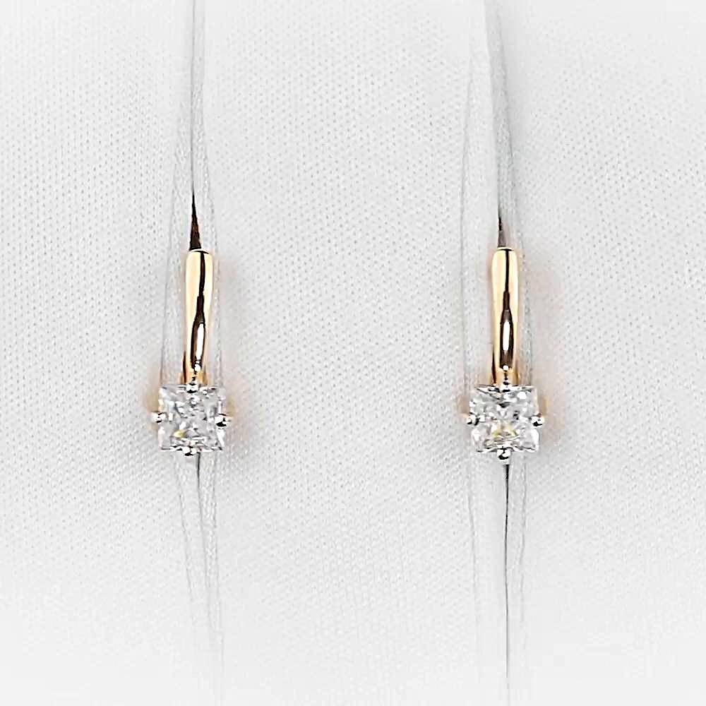 Серьги детские с фианитами из красного золота 375 пробы