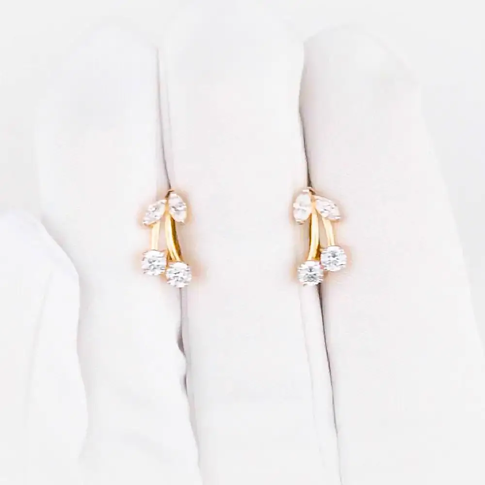 Серьги детские с фианитами из красного золота 375 пробы 2