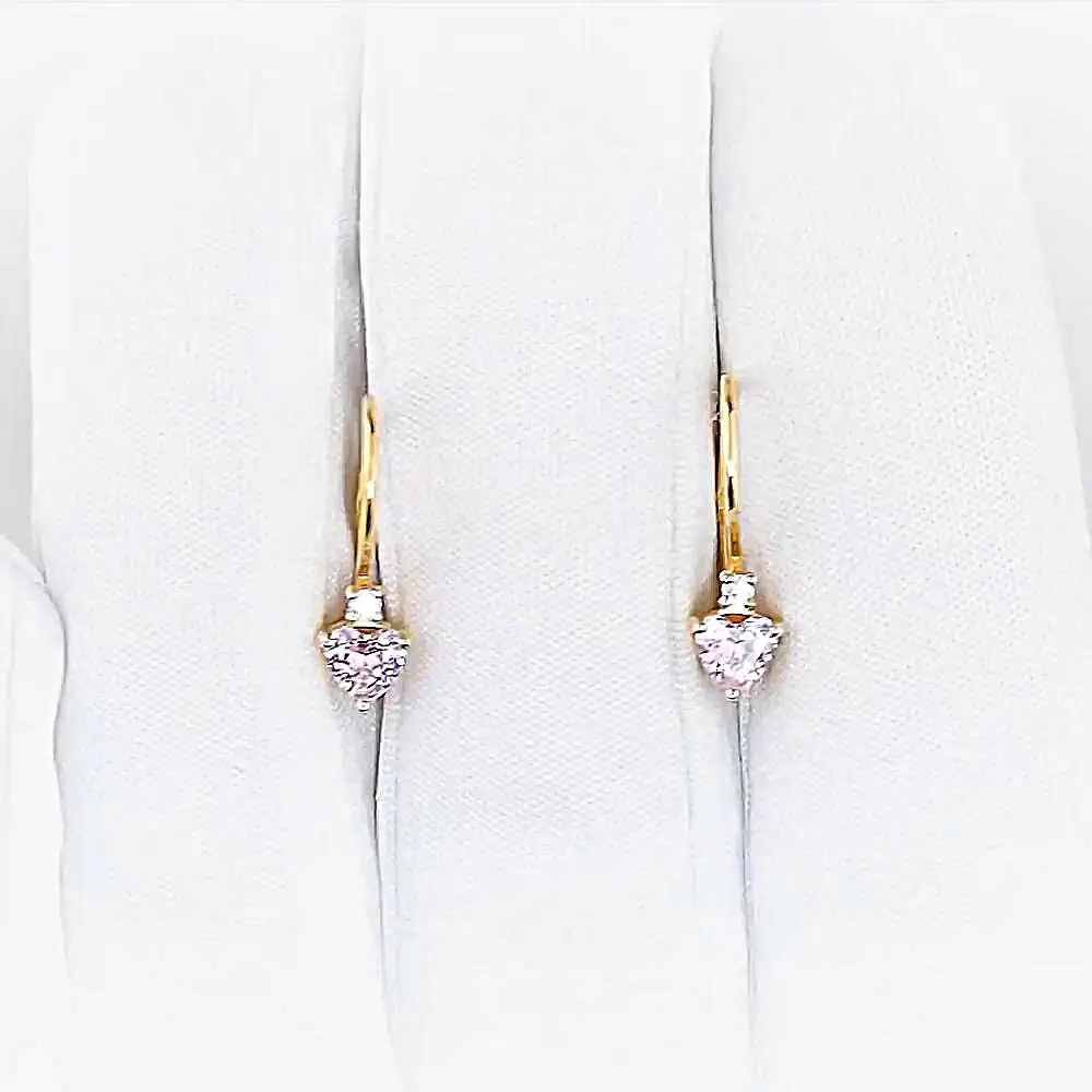 Серьги детские с фианитами из красного золота 375 пробы 2