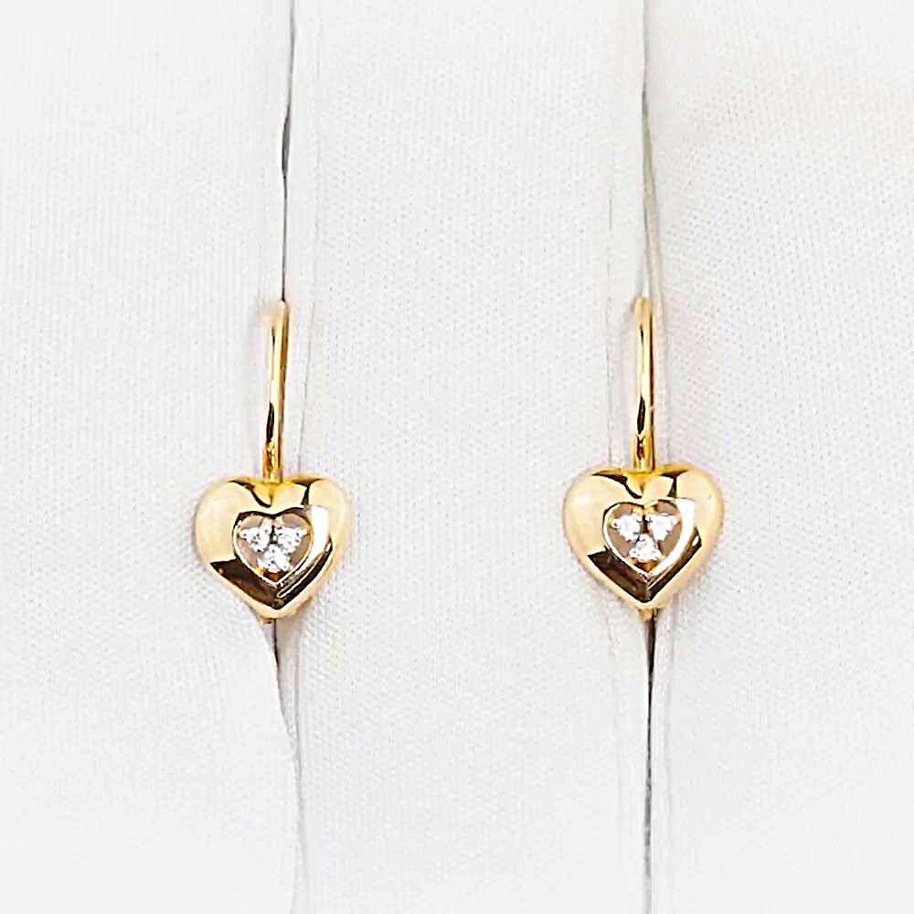 Серьги детские с фианитами из красного золота 585 пробы 1