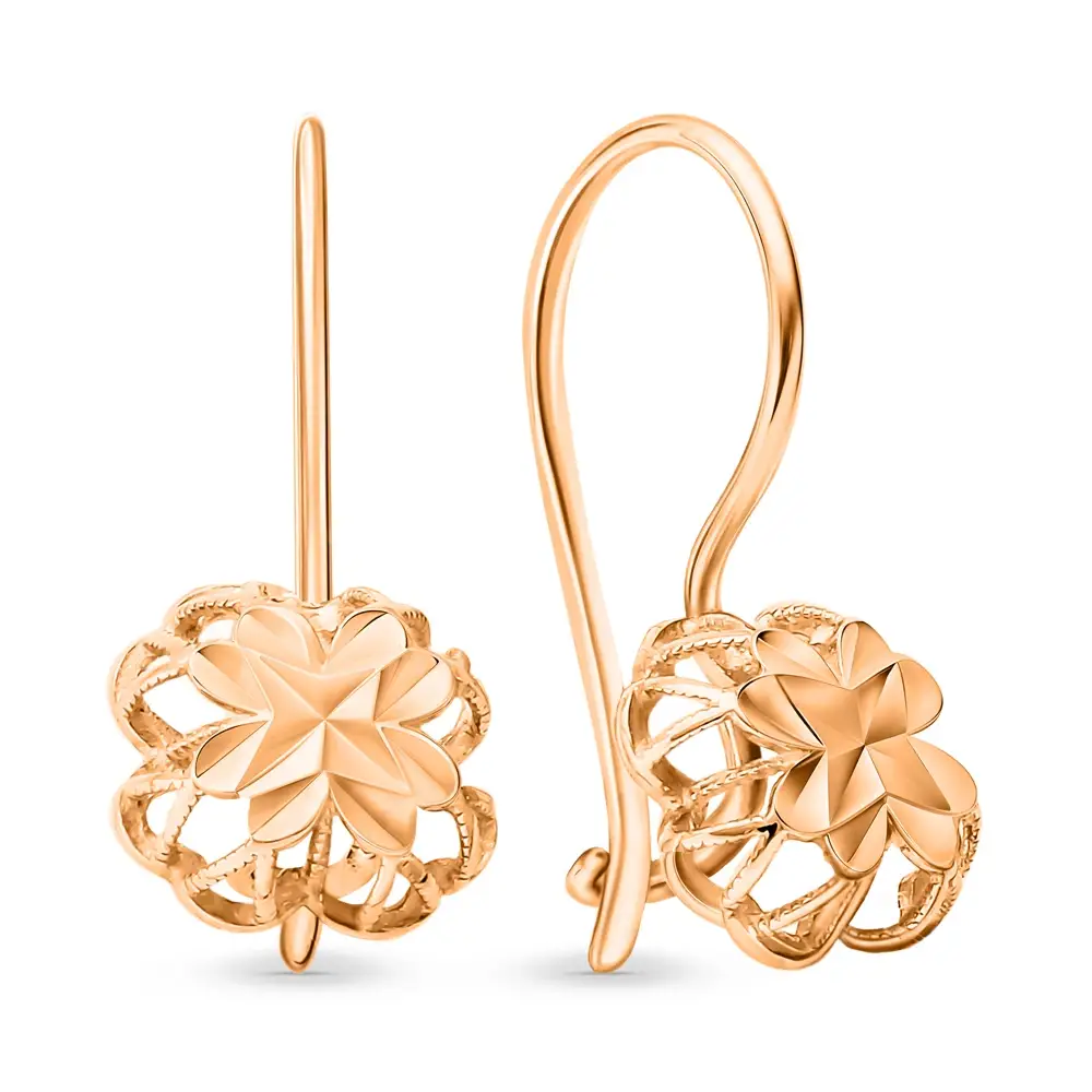 Серьги детские из красного золота 585 пробы 1