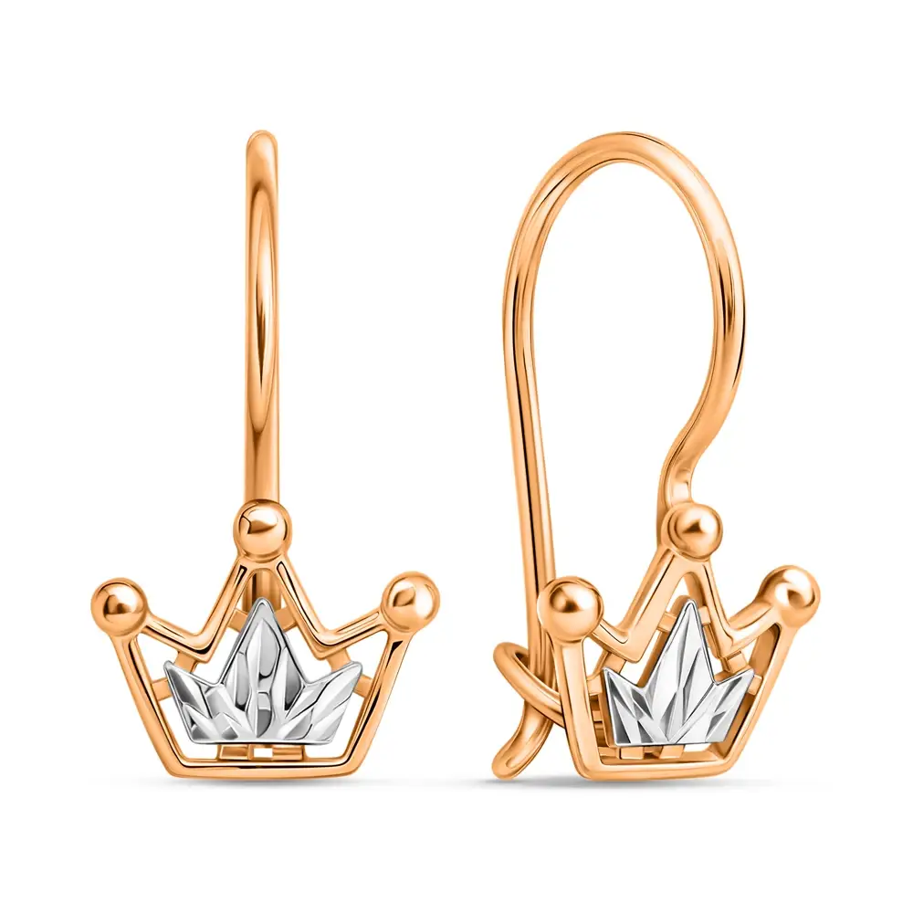 Серьги детские из красного золота 585 пробы
