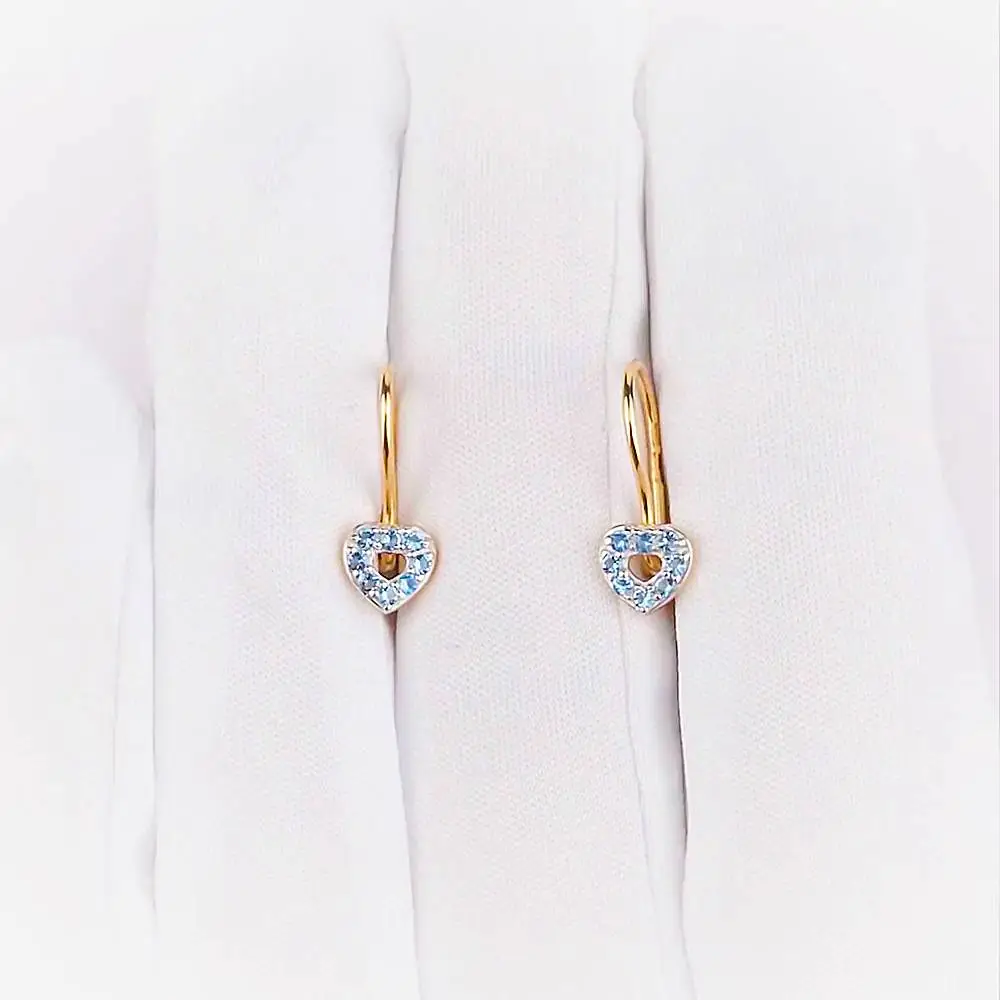 Серьги детские с фианитами из красного золота 585 пробы 1