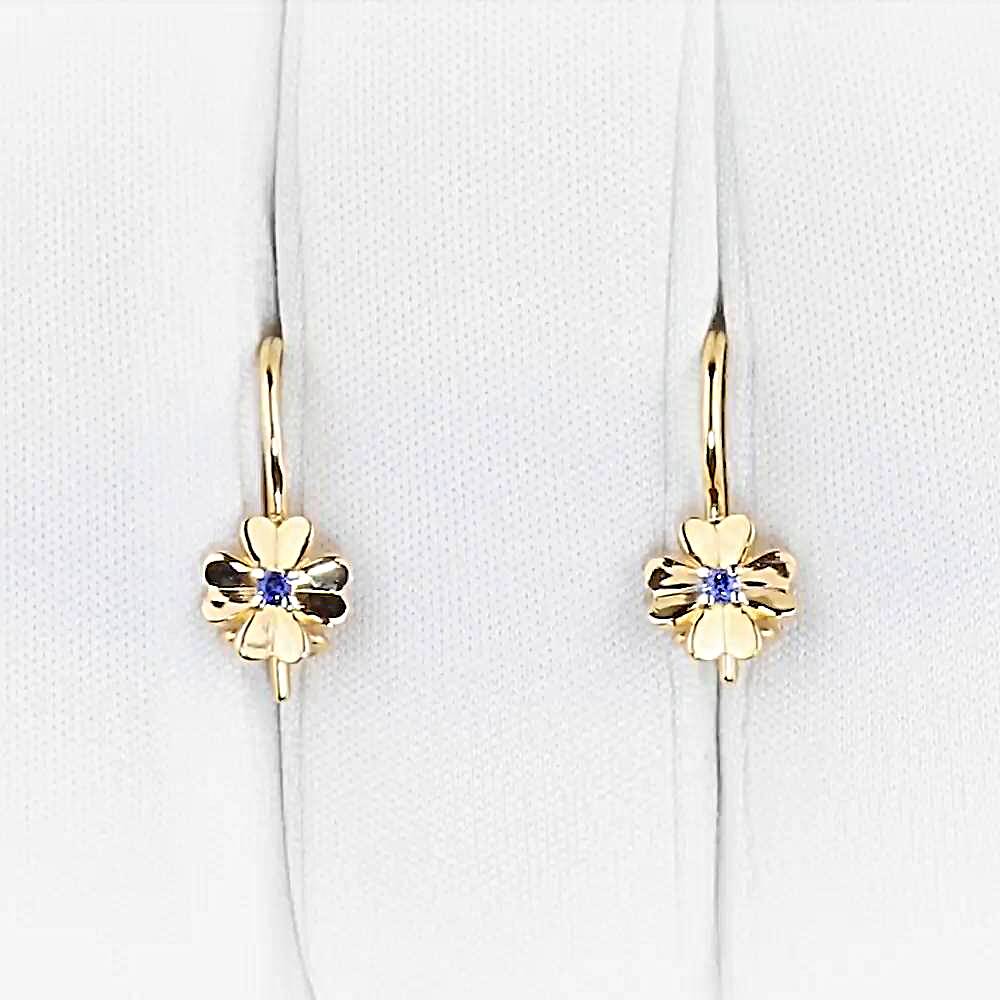 Серьги детские с фианитами из красного золота 585 пробы 1