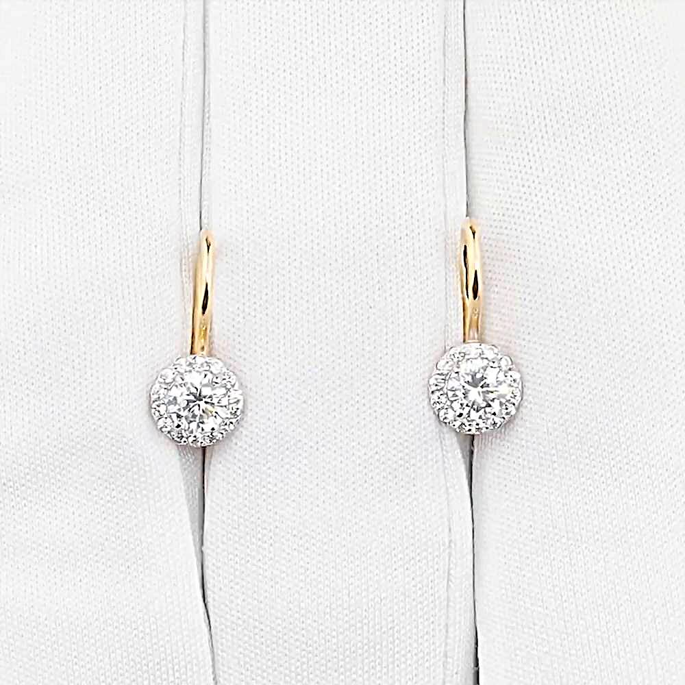 Серьги детские с фианитами из красного золота 585 пробы 1