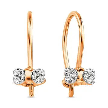 Серьги детские с фианитами из красного золота 585 пробы