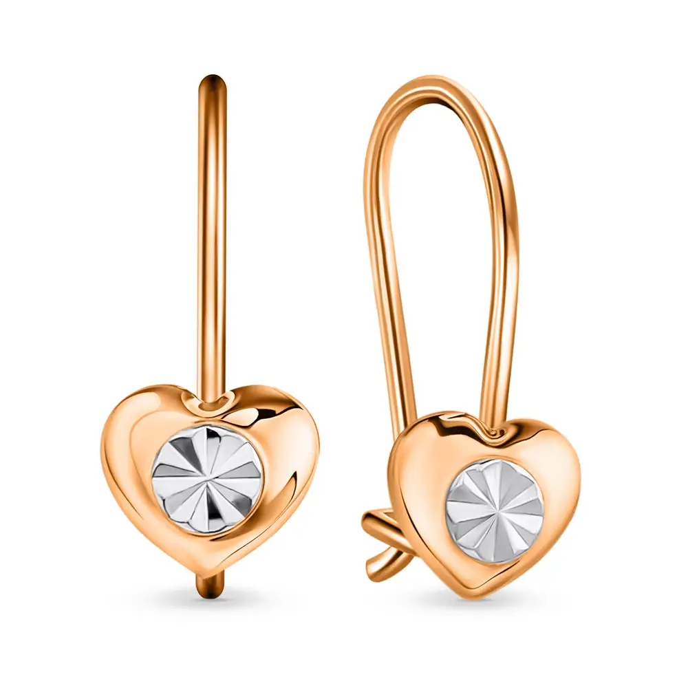 Серьги детские из красного золота 585 пробы