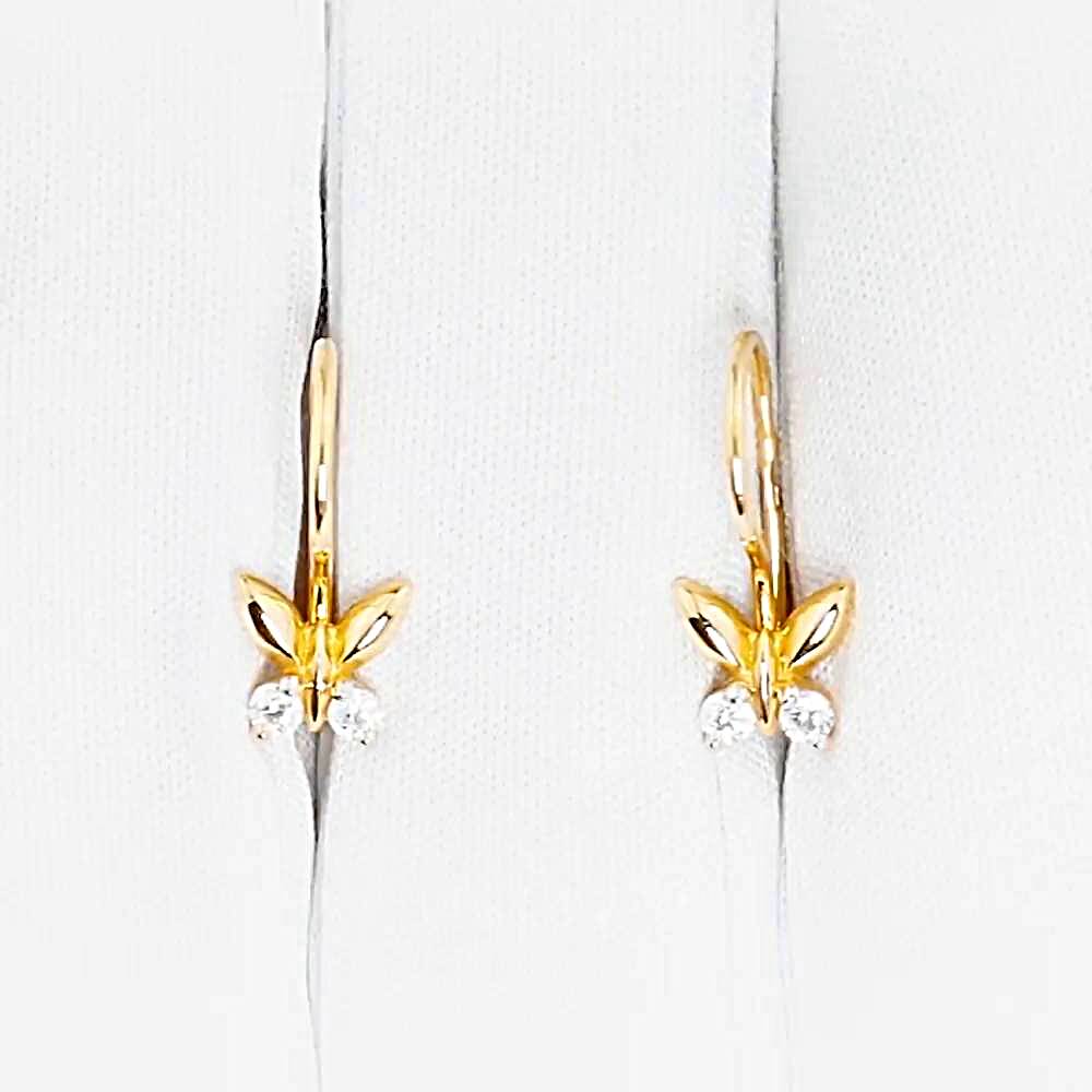 Серьги  Бабочка детские с фианитами из красного золота 585 пробы 1