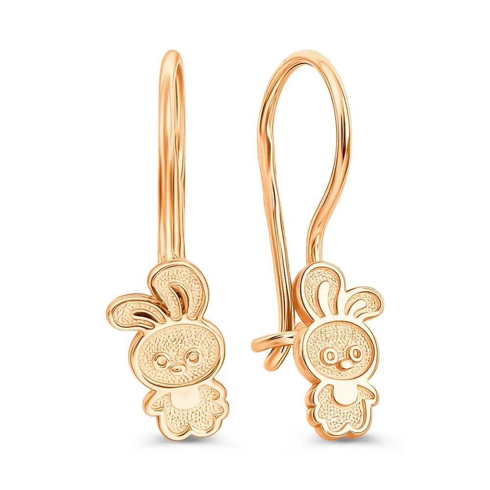 Серьги детские из красного золота 585 пробы