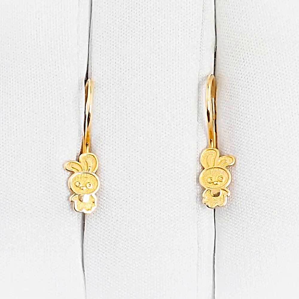 Серьги  Заяц детские из красного золота 585 пробы 1