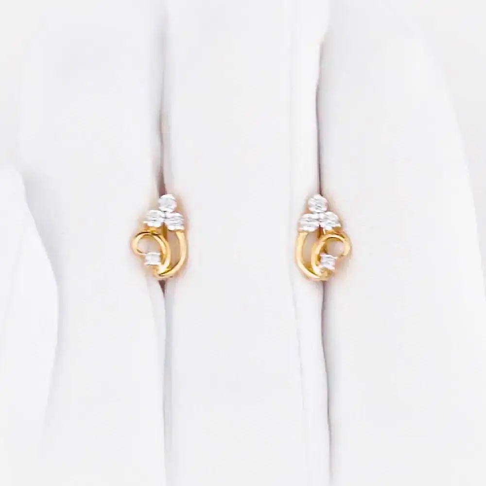 Серьги детские с фианитами из красного золота 585 пробы 2
