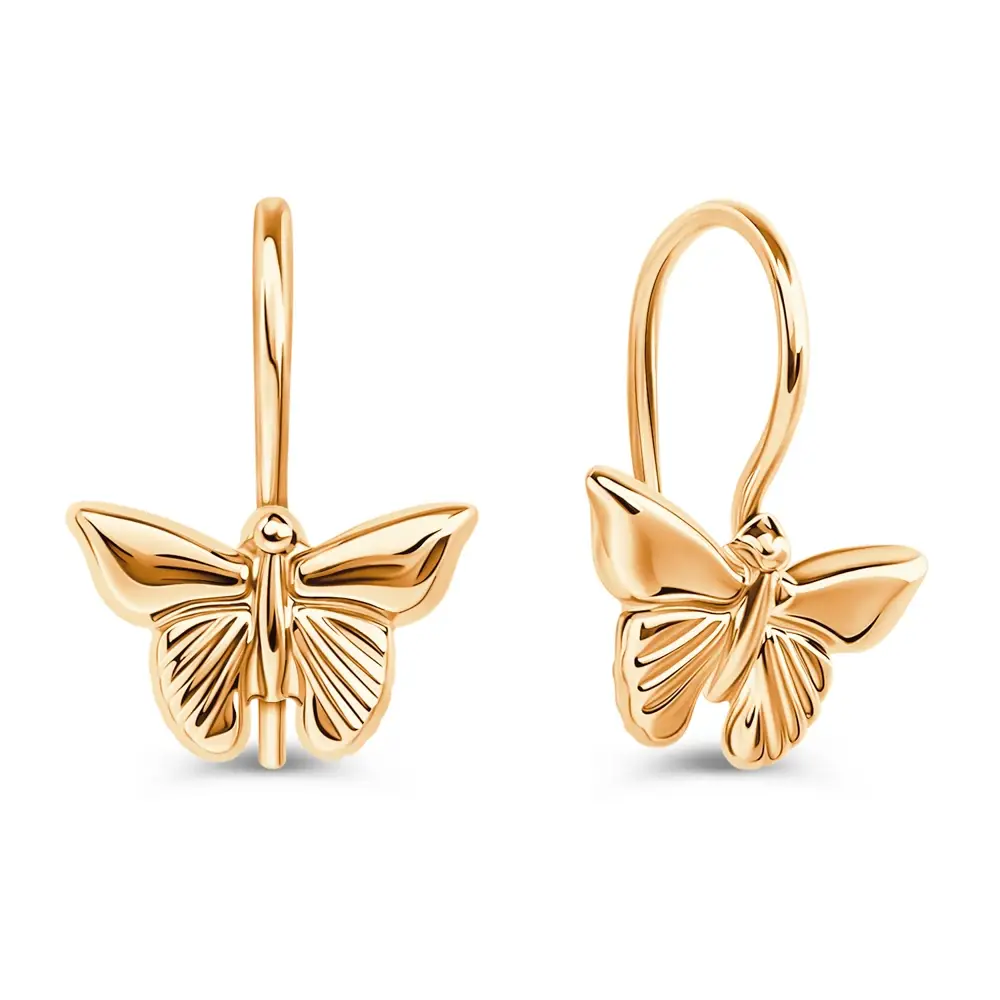 Серьги детские из красного золота 585 пробы