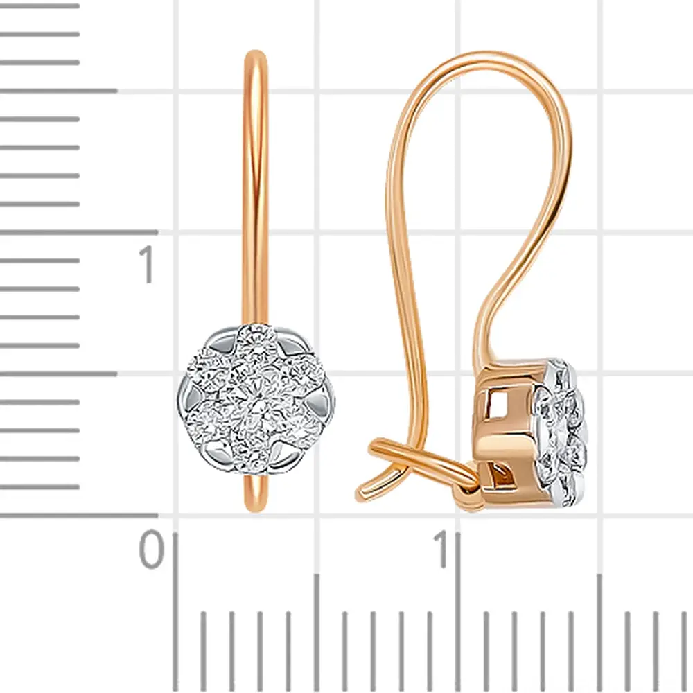 Серьги детские с фианитами из красного золота 585 пробы 3