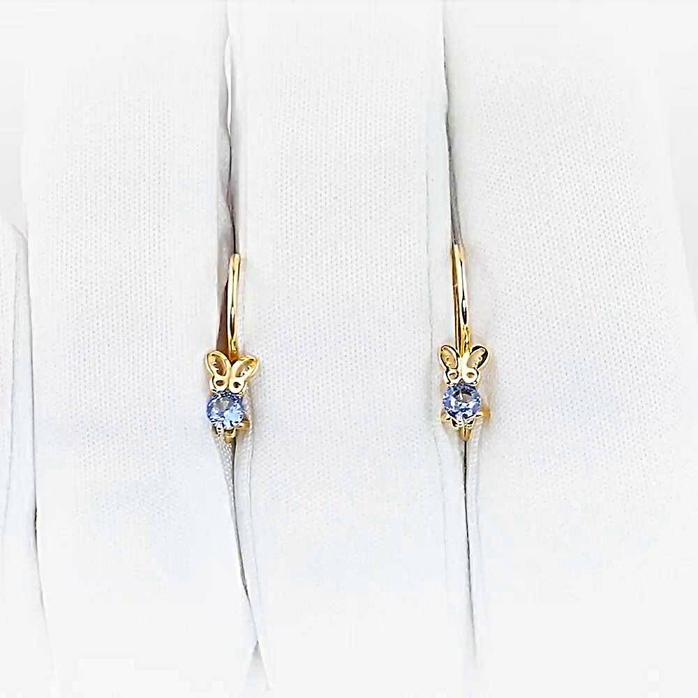 Серьги  Заяц детские с фианитами из красного золота 375 пробы 1