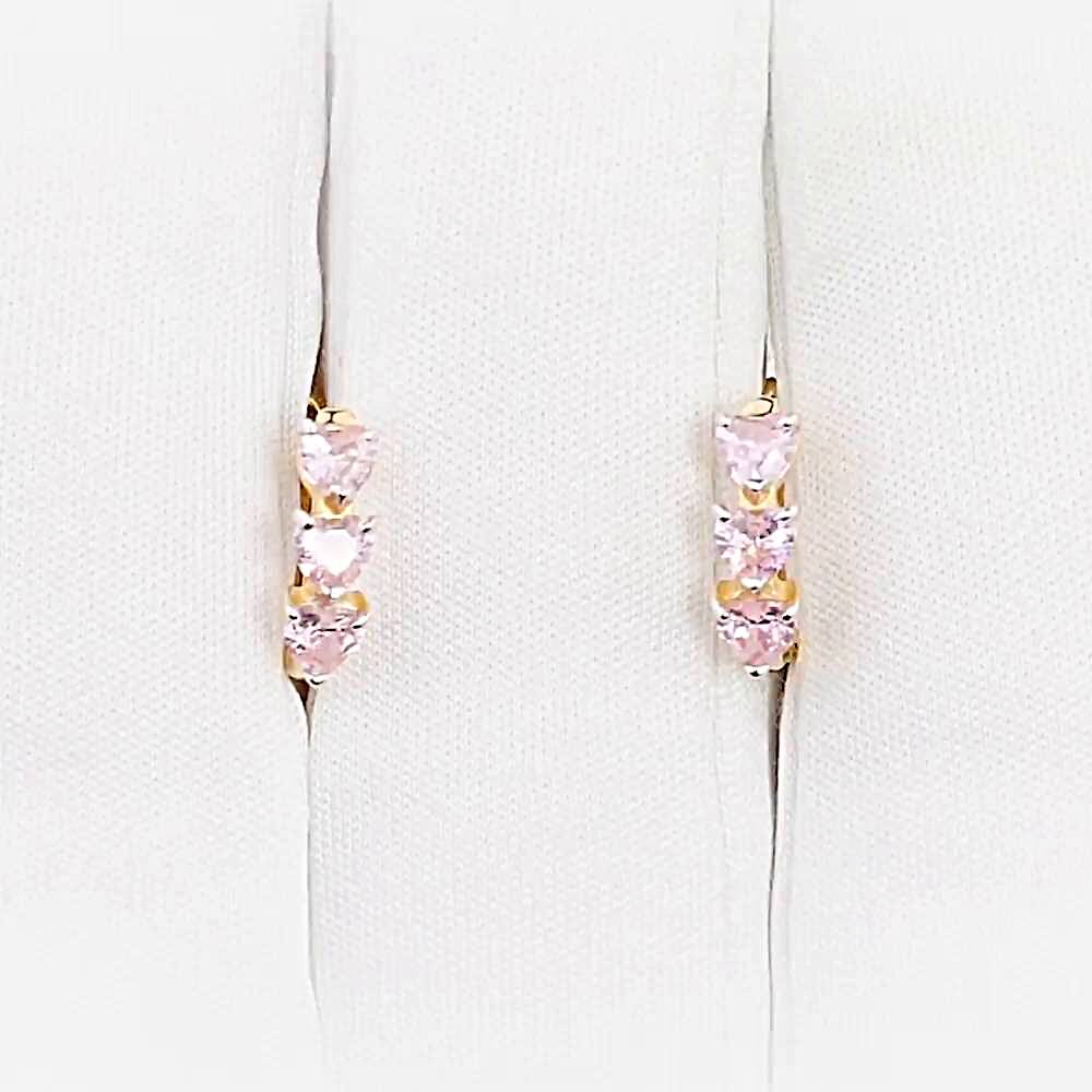 Серьги детские с фианитами из красного золота 585 пробы