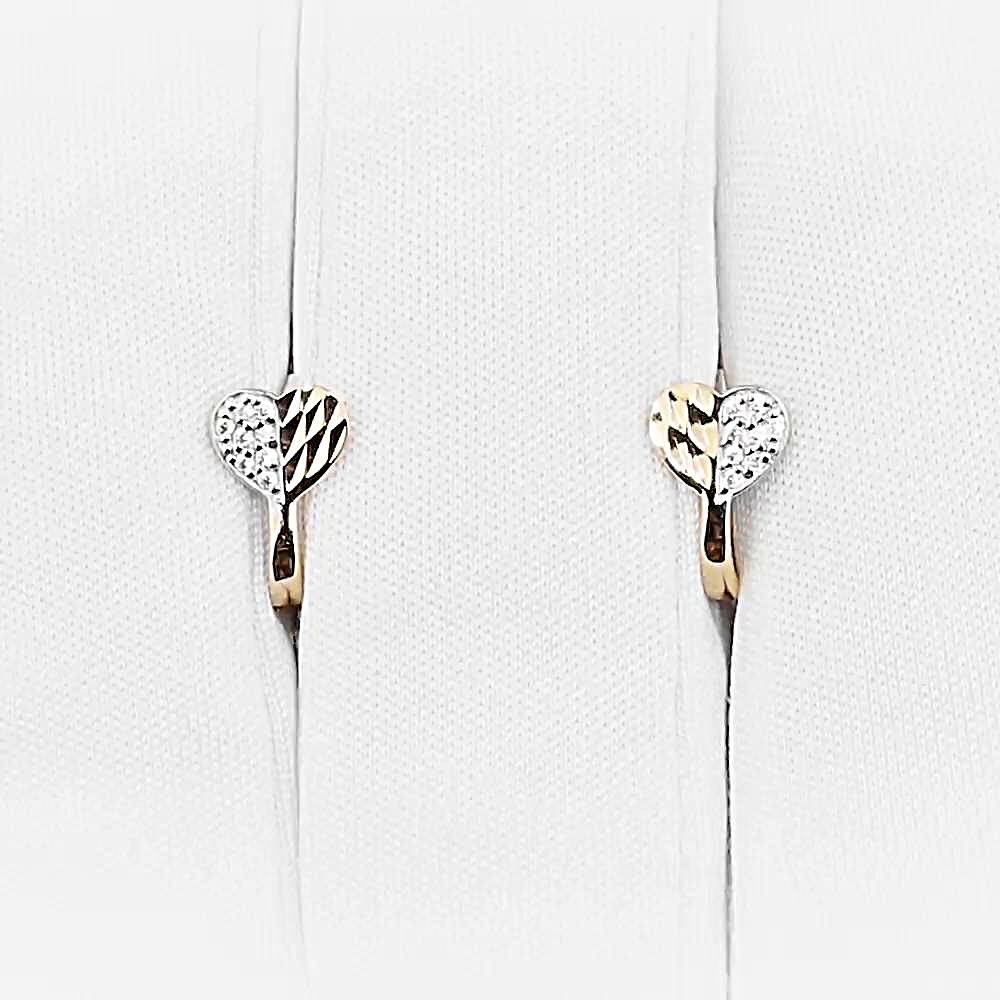 Серьги детские с фианитами из красного золота 585 пробы
