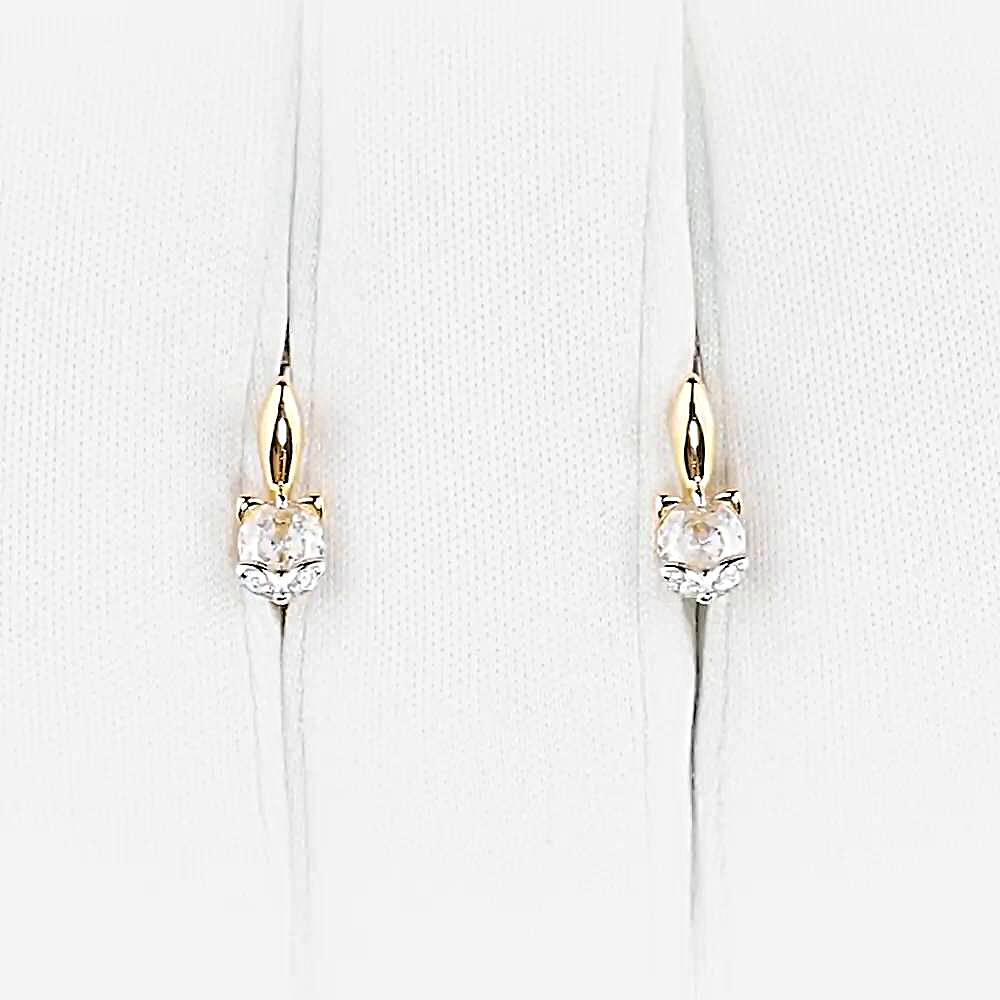 Серьги детские с фианитами из красного золота 375 пробы 1