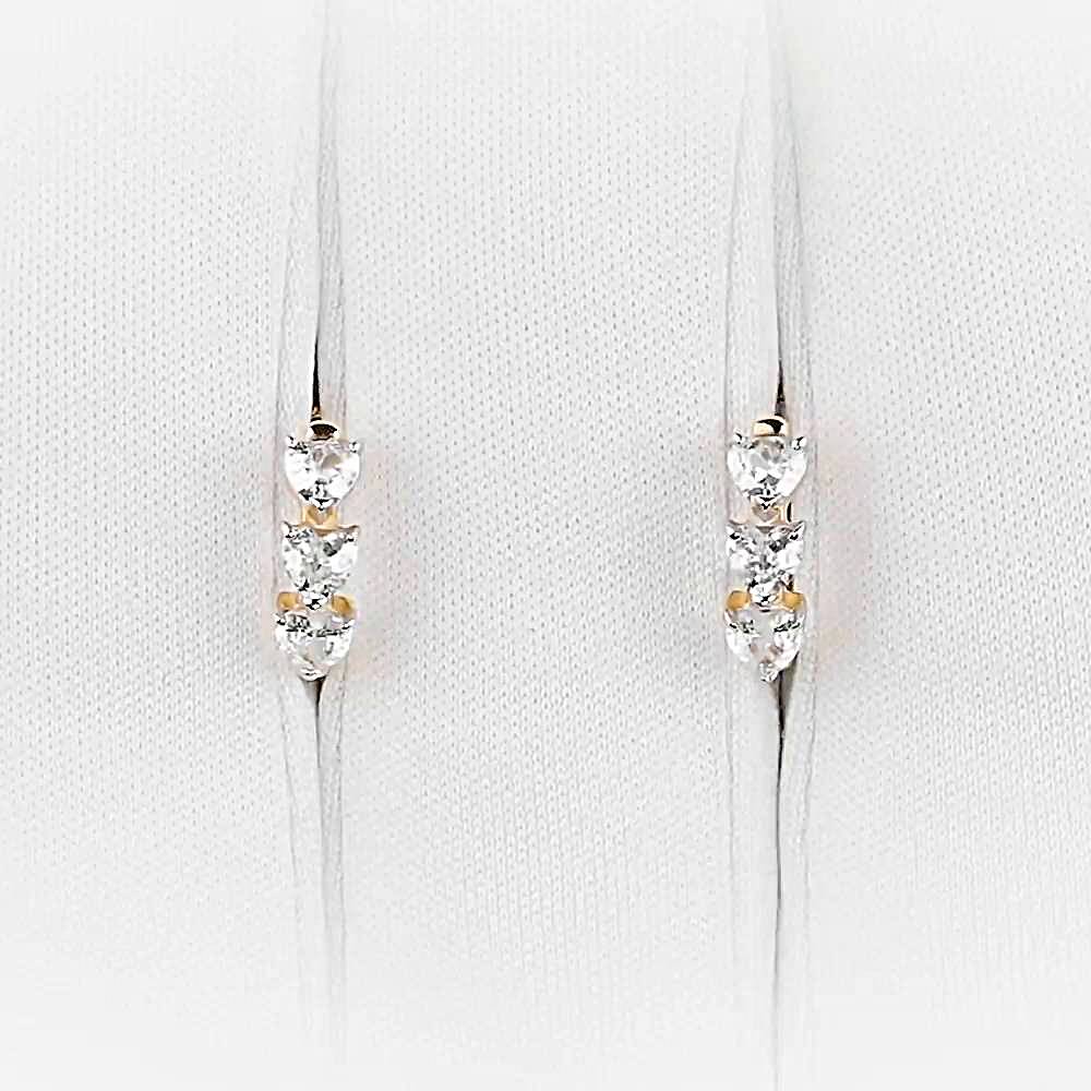 Серьги детские с фианитами из красного золота 375 пробы 1