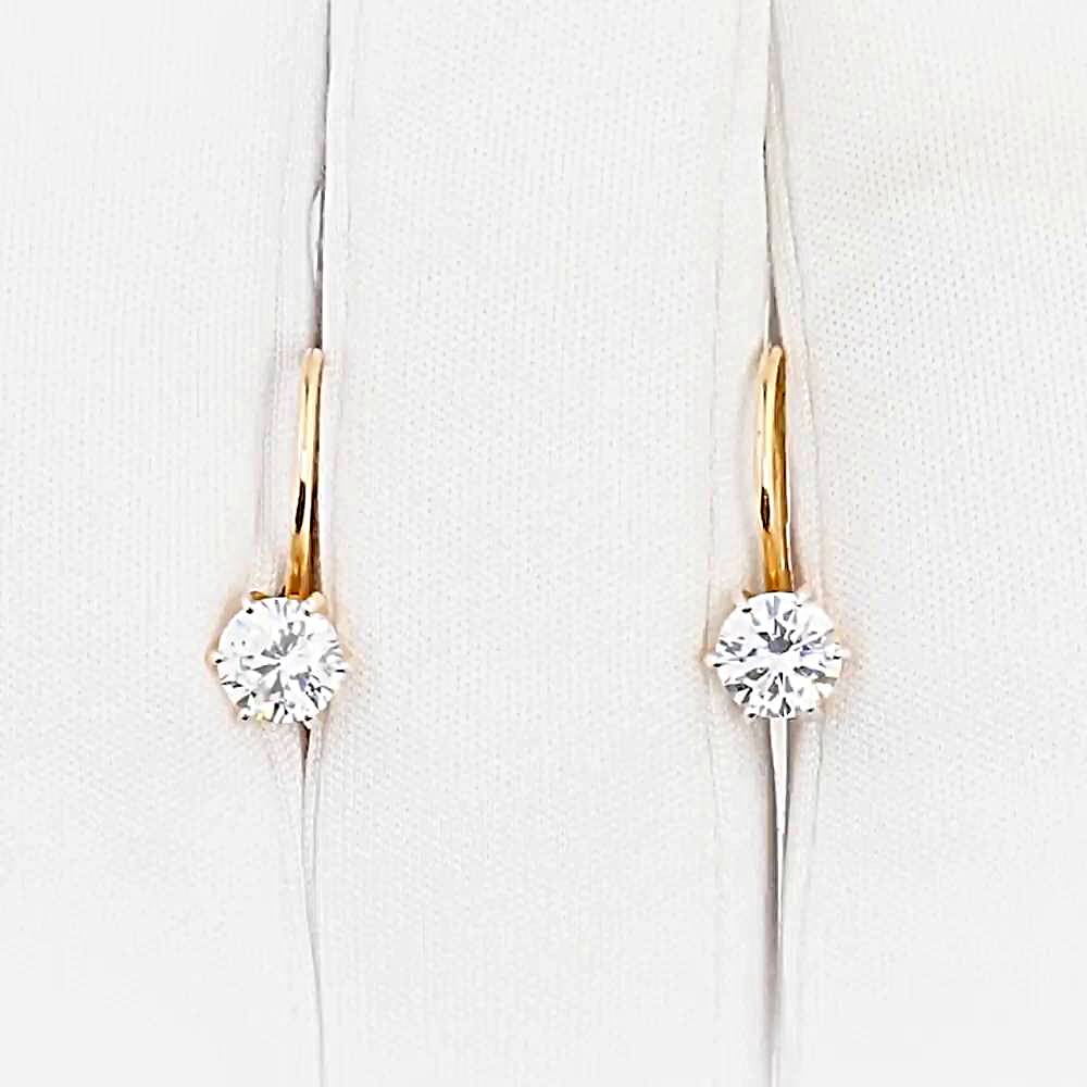 Серьги детские с фианитами из красного золота 585 пробы