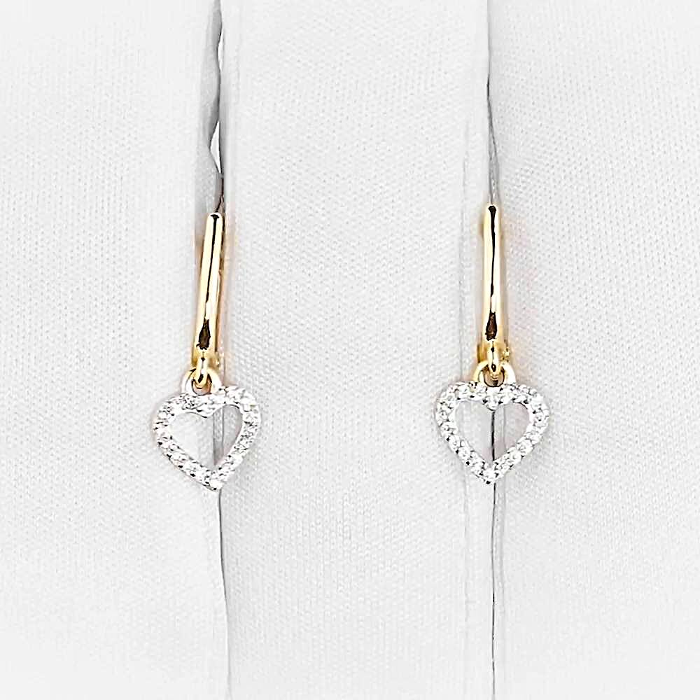 Серьги детские с фианитами из красного золота 585 пробы