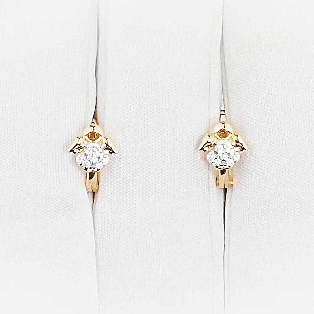 Серьги детские с фианитами из красного золота 585 пробы